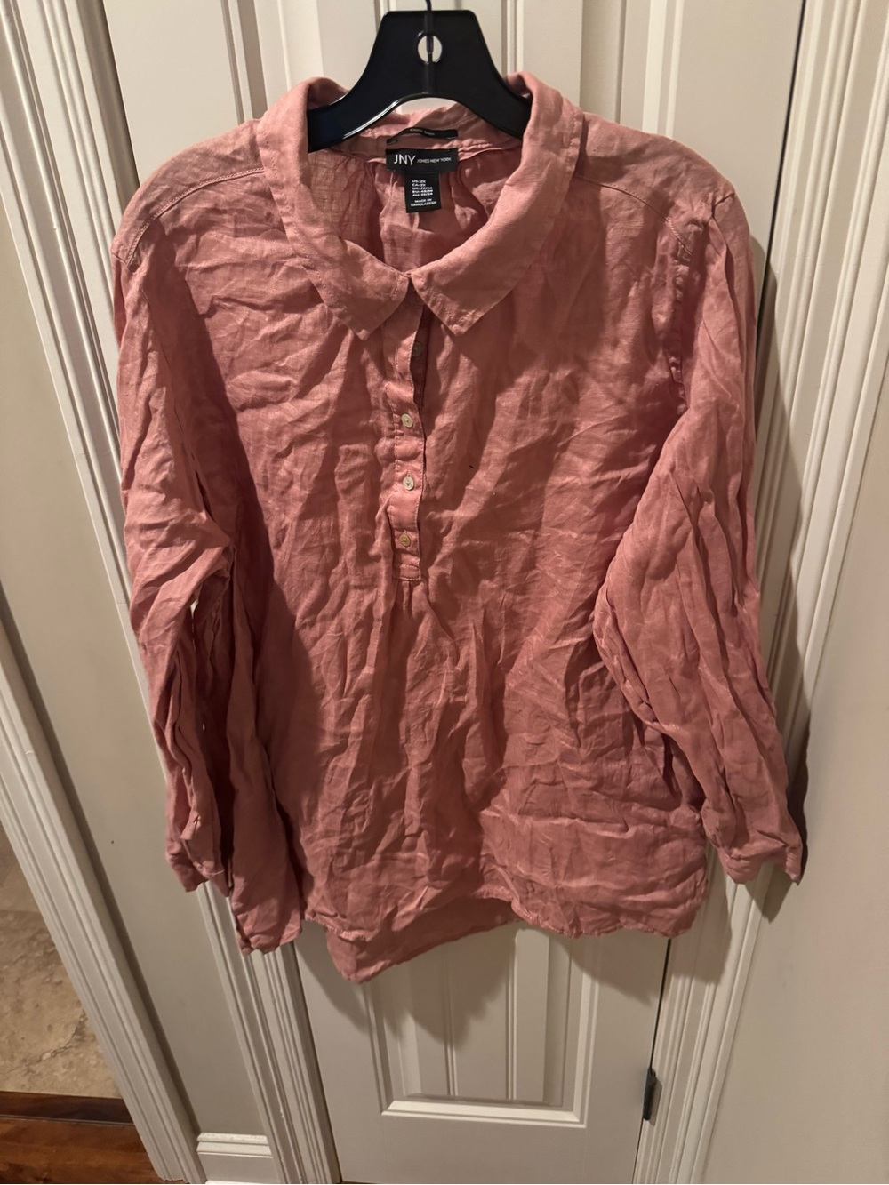 Jones New York Linen Button-Up Top in Rose